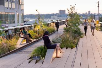 People sitting on benches