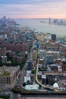 Aerial view of The High Line at night