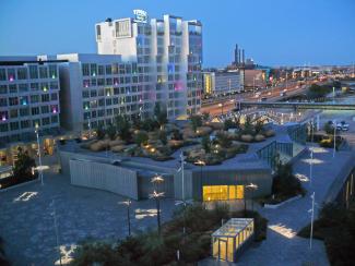 Roof garden at night