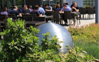 Lunch on a roof garden with water features