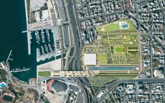 Bird's eye view of a large green roof