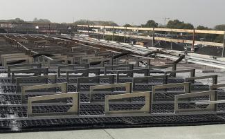 Solar Base Frames mounted on Solar Bases SB 200 on a flat roof.