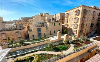 Bird's eye view onto a roof garden